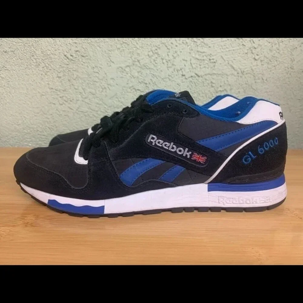 Size 10 - Reebok Lifestyle GL‎ 6000 V47346 Mens Black Trust Blue Sneaker Shoes